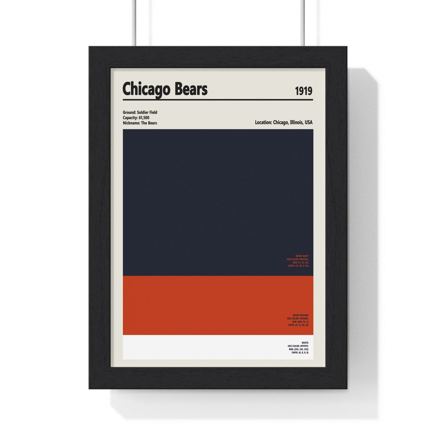 Framed Chicago Bears colour swatch print