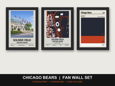 Chicago Bears Fan Wall Set | Soldier Field Print, Stadium Map & Team Colours