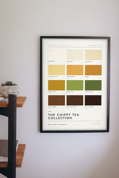 Chippy Tea Colour Chart framed on a wall