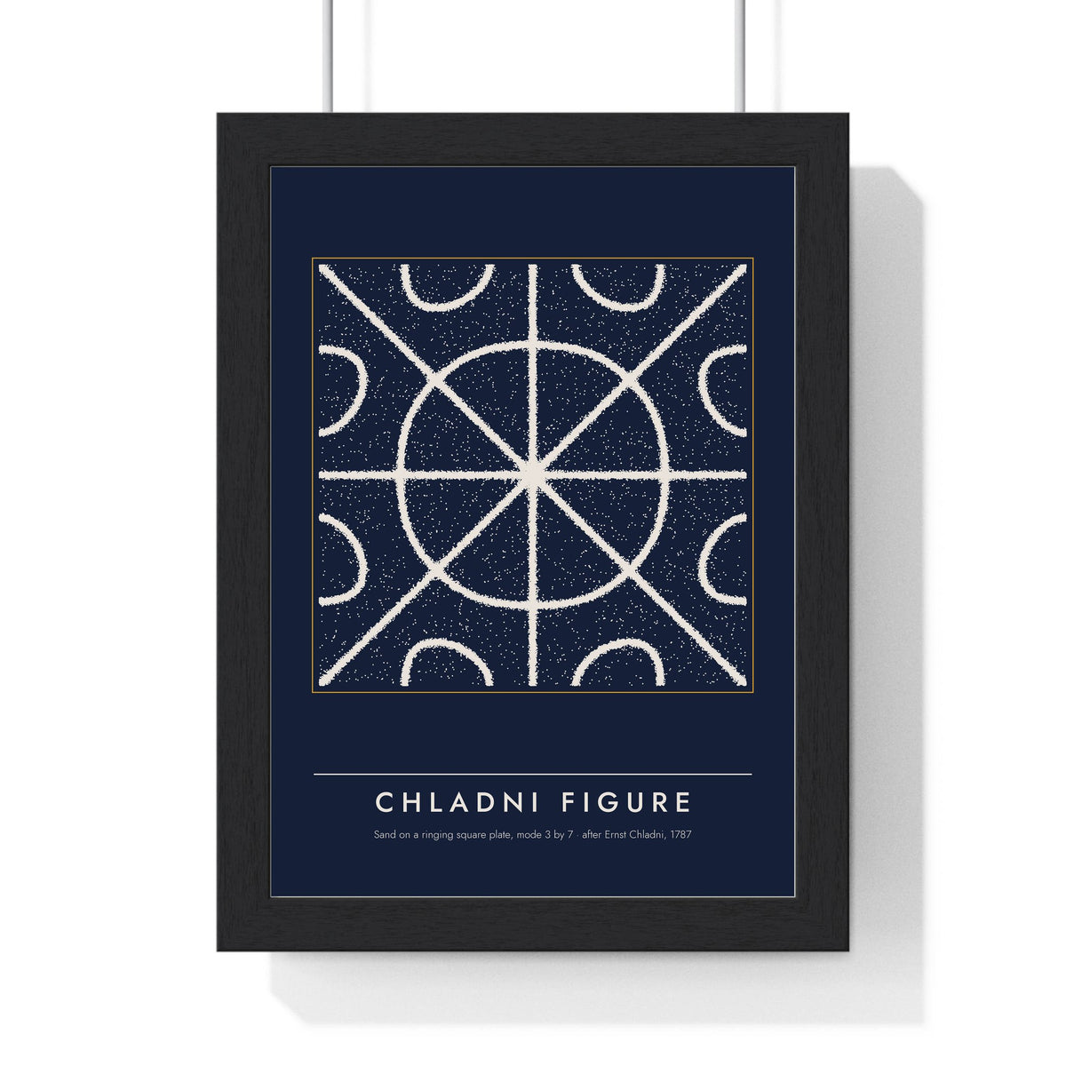 Chladni Figure print framed in a black frame, ready to hang