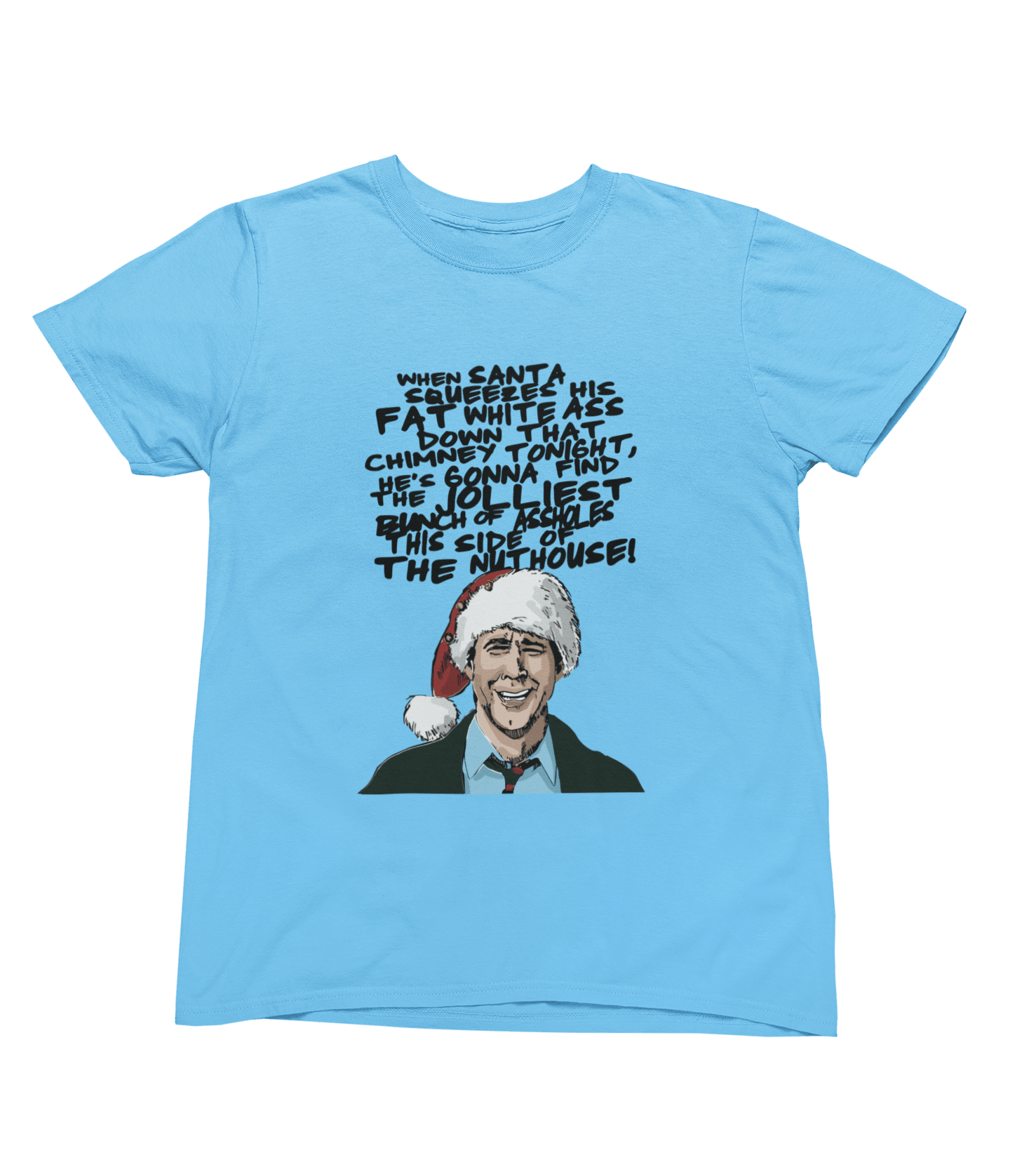 Blue t-shirt with Christmas Vacation Clark Griswold Sweater