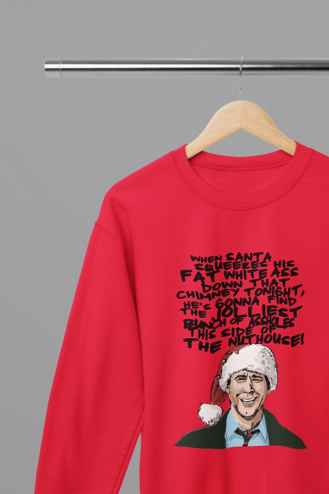 Christmas Vacation - Clark Griswold Quote Xmas T-Shirt/Sweatshirt Unisex - Poster Kingz - S - Sweatshirt - Red