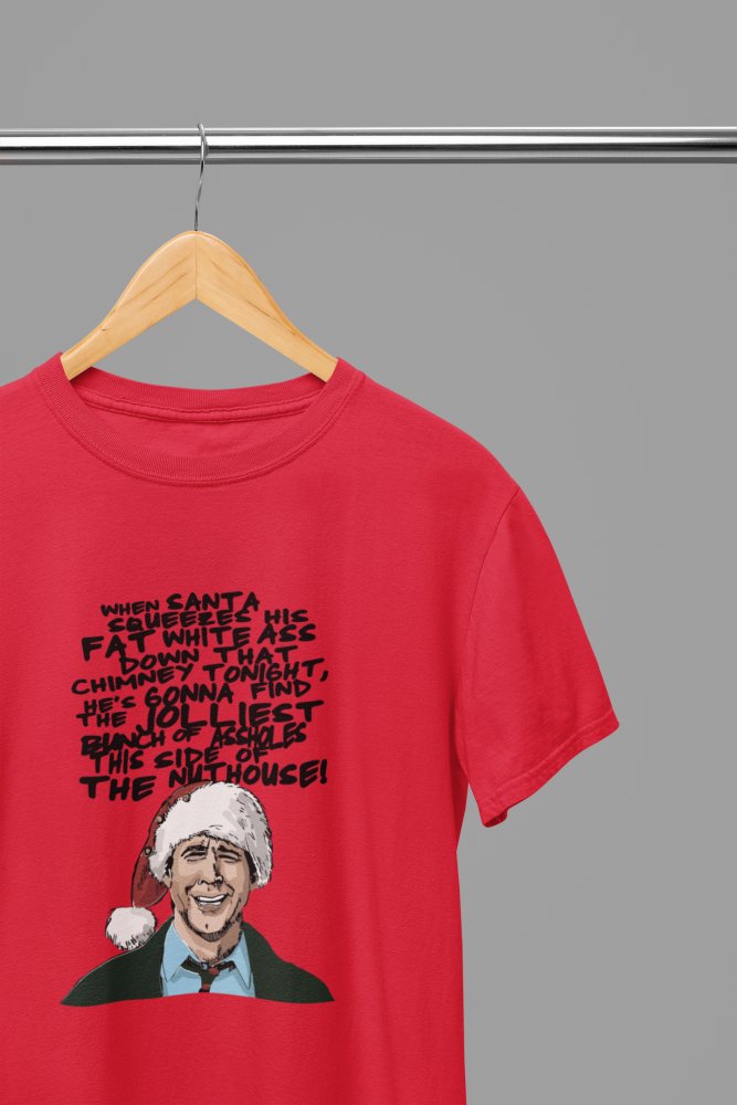 Christmas Vacation - Clark Griswold Quote Xmas T-Shirt/Sweatshirt Unisex - Poster Kingz - S - T-Shirt - Red