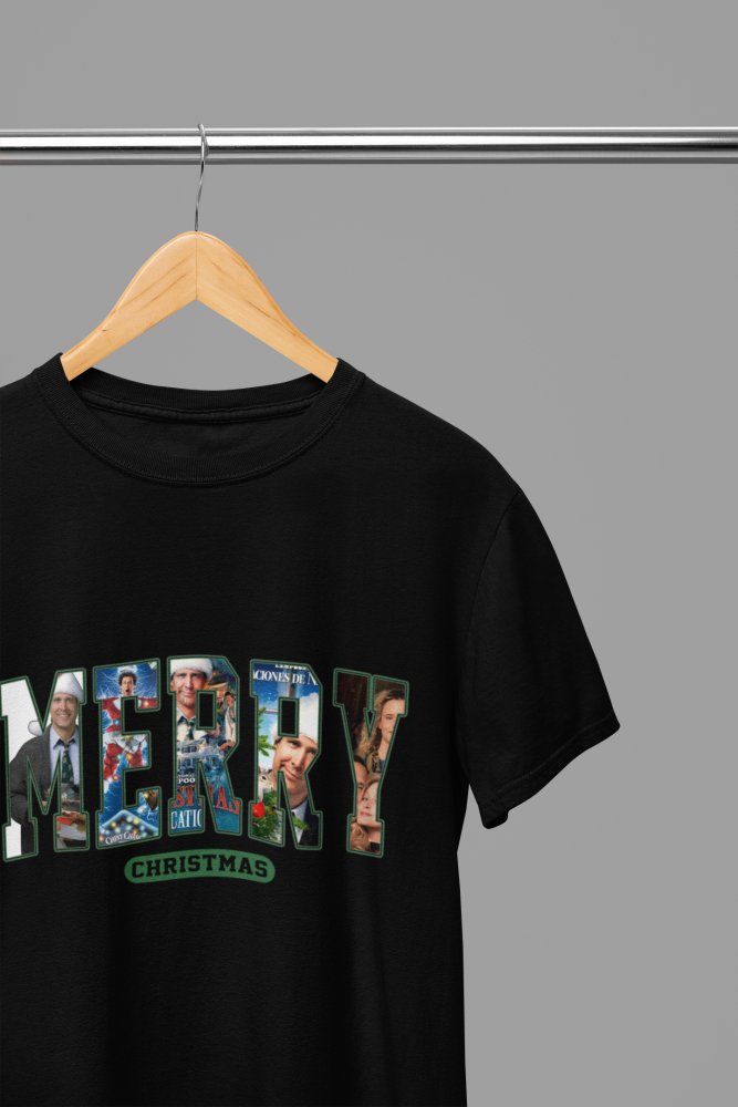 Christmas Vacation - Merry Christmas Movie T-Shirt/Sweatshirt Unisex - Festive Holiday Shirt - Poster Kingz - S - Black - T-Shirt