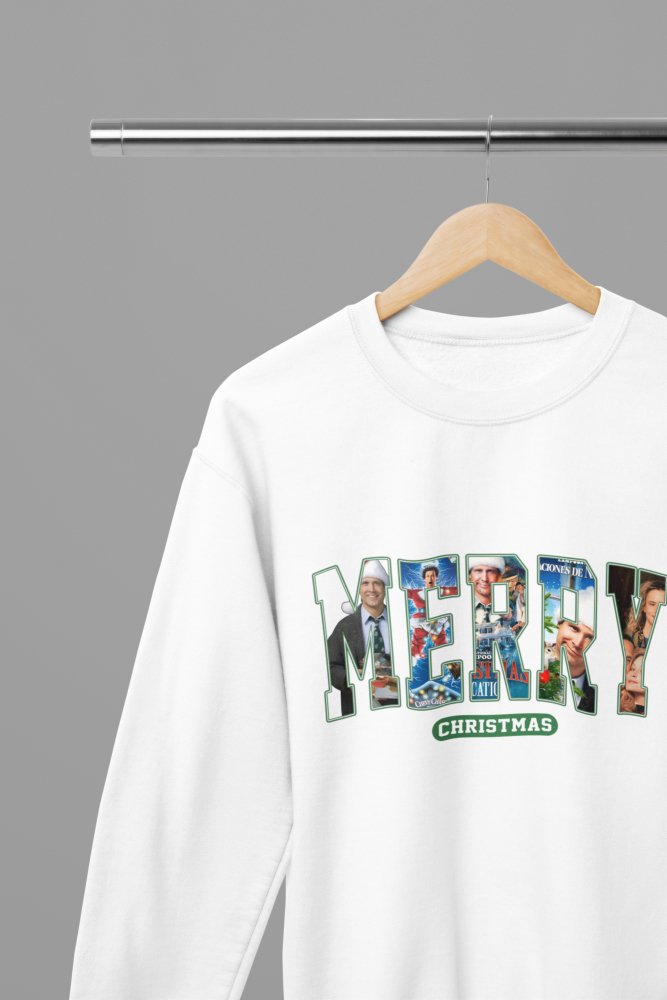 Christmas Vacation - Merry Christmas Movie T-Shirt/Sweatshirt Unisex - Festive Holiday Shirt - Poster Kingz - S - White - Sweatshirt