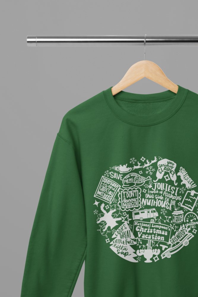 Christmas Vacation Movie Collage T-Shirt/Sweatshirt Unisex - Funny Holiday Classic Shirt - Poster Kingz - S - Green - Sweatshirt