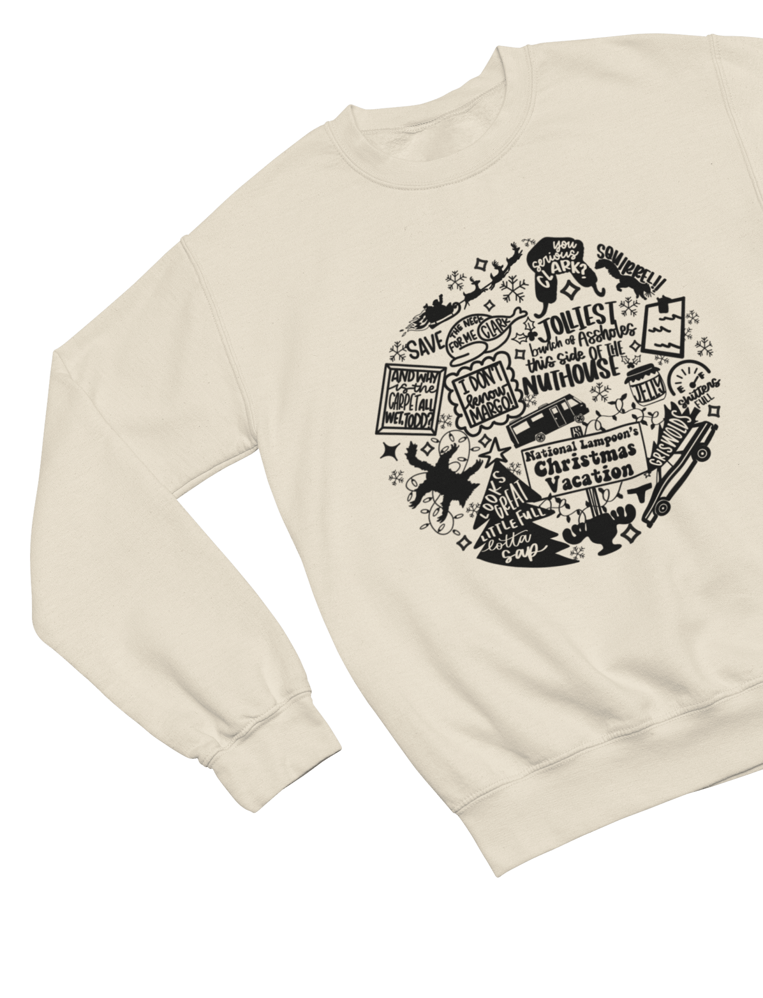 Beige t-shirt with Christmas Vacation Sweatshirt & Xmas Quote Design