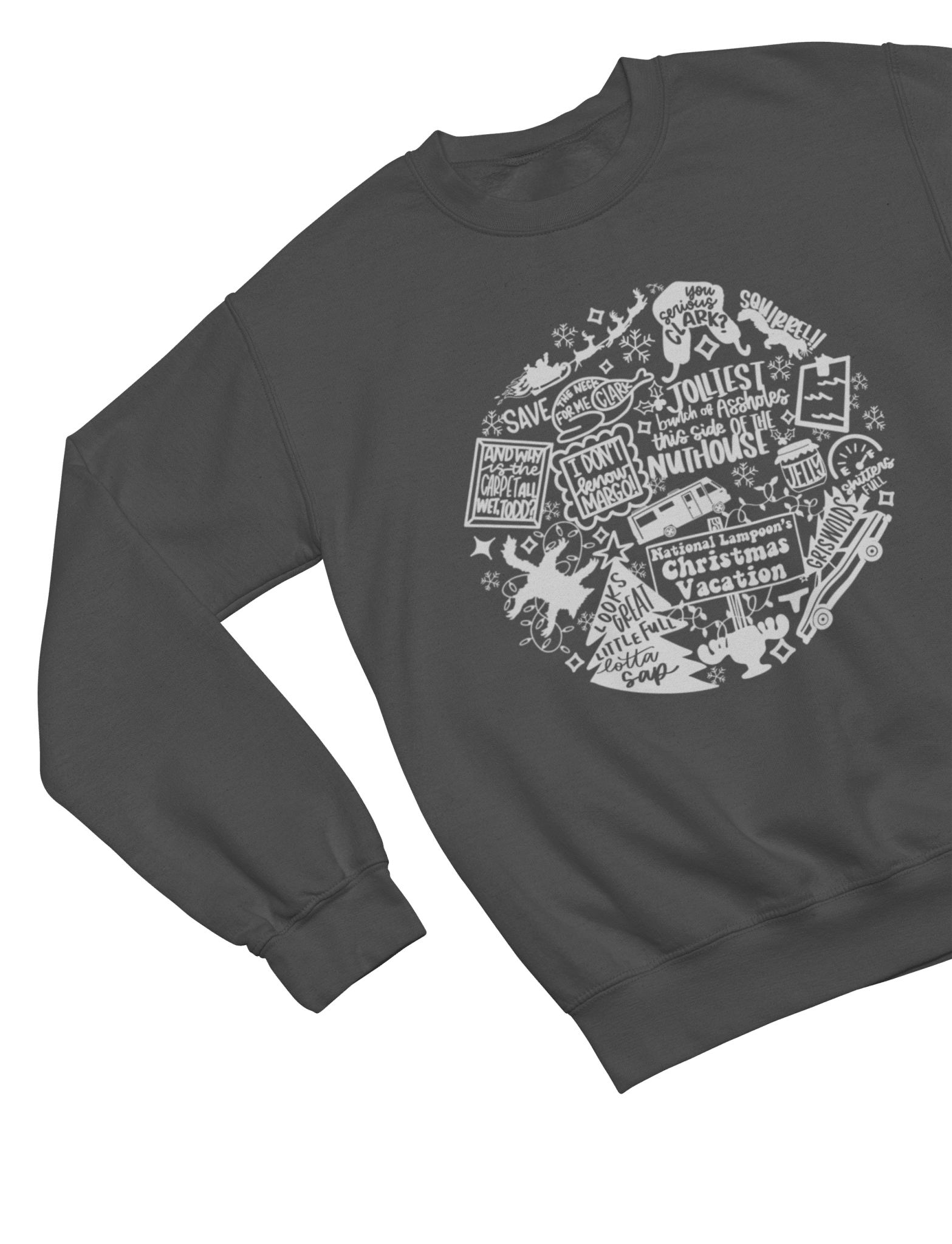Grey t-shirt with Christmas Vacation Sweatshirt & Xmas Quote Design