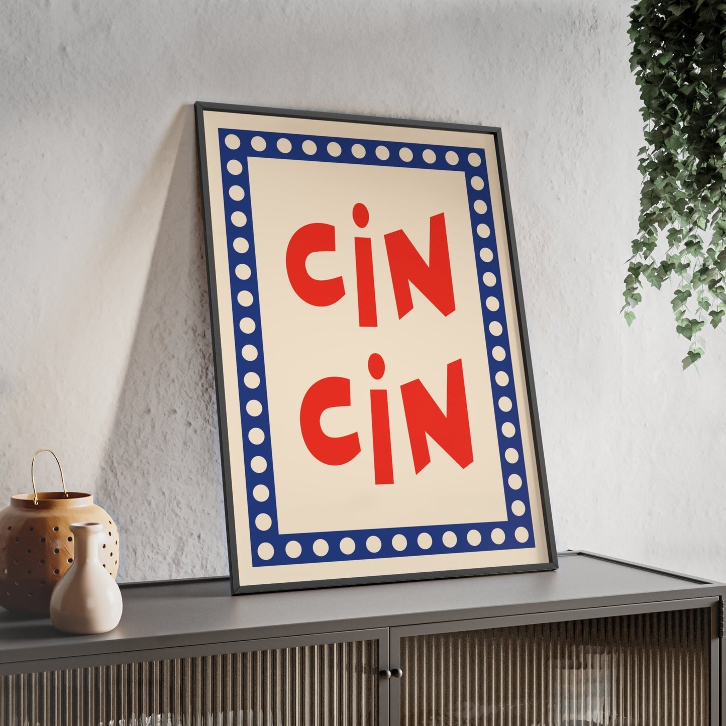 Framed Cin Cin Italian Kitchen Print - Bold Typography print