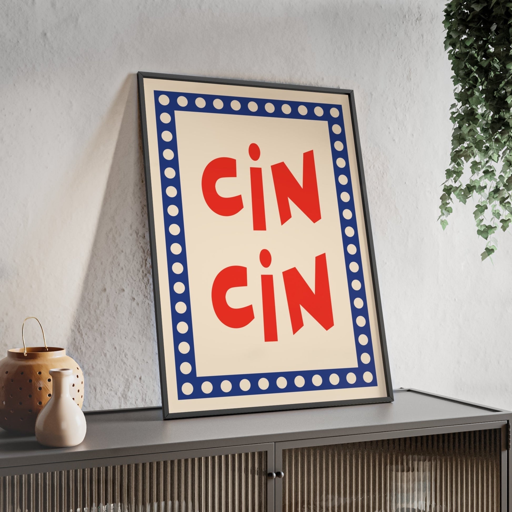 Framed Cin Cin Italian Kitchen Print - Bold Typography print