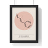 Cinnamaldehyde Molecule print framed in a black frame, ready to hang