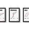 Build Your Own Circuit Poster Set - set of Hockenheim Circuit Poster White, Nürburgring Circuit Poster White, Imola Circuit Poster White