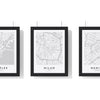 Build Your Own City Map Set - set of Naples Street Map Poster, Milan Street Map Poster, Munich Street Map Poster