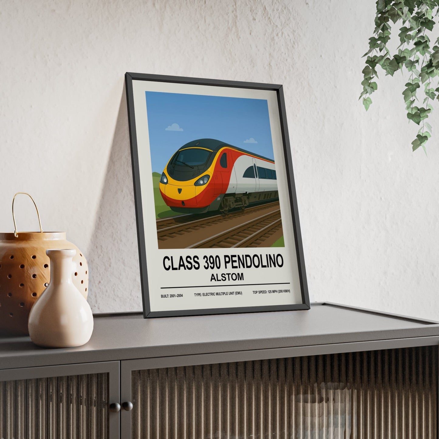 Framed Class 390 Pendolino Virgin Trains British Rail print