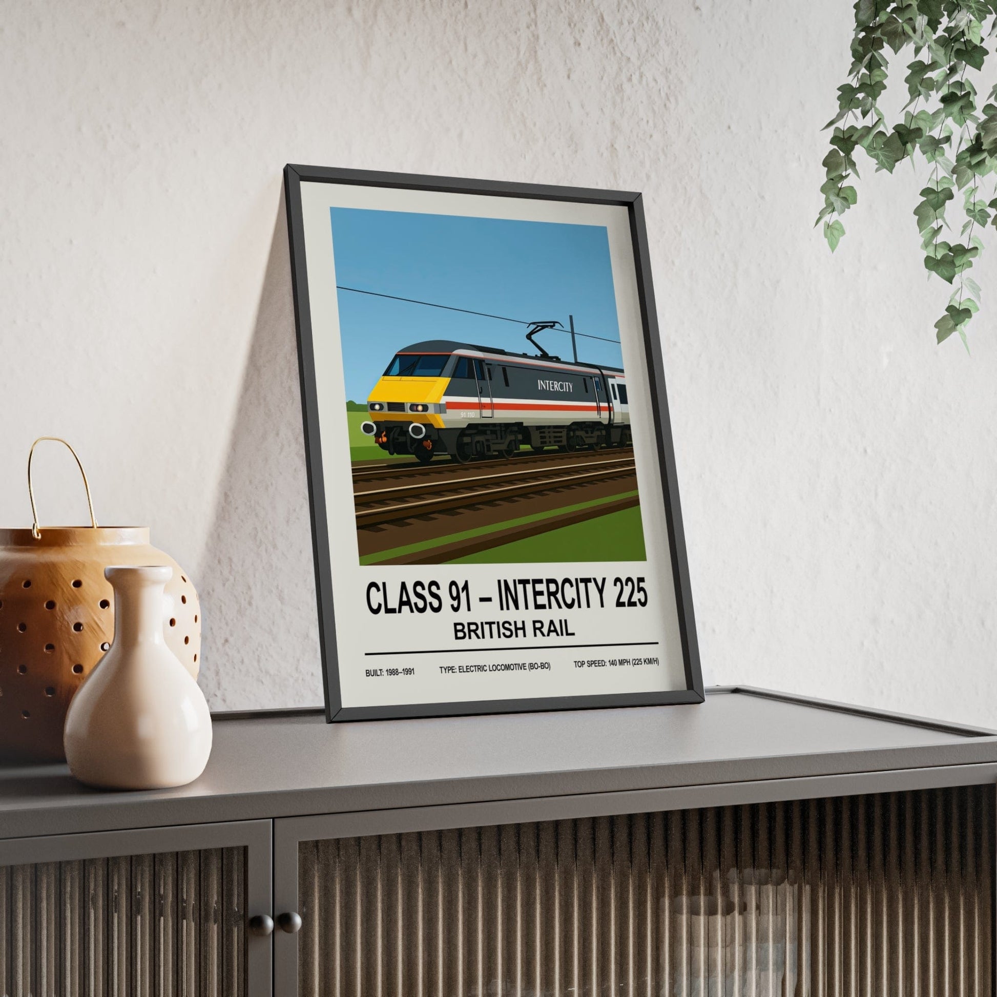 Framed Class 91 InterCity 225 British Rail Electric Locomotive print