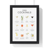 Framed Classic Cocktail Chart - Home Bar Drinks Guide print