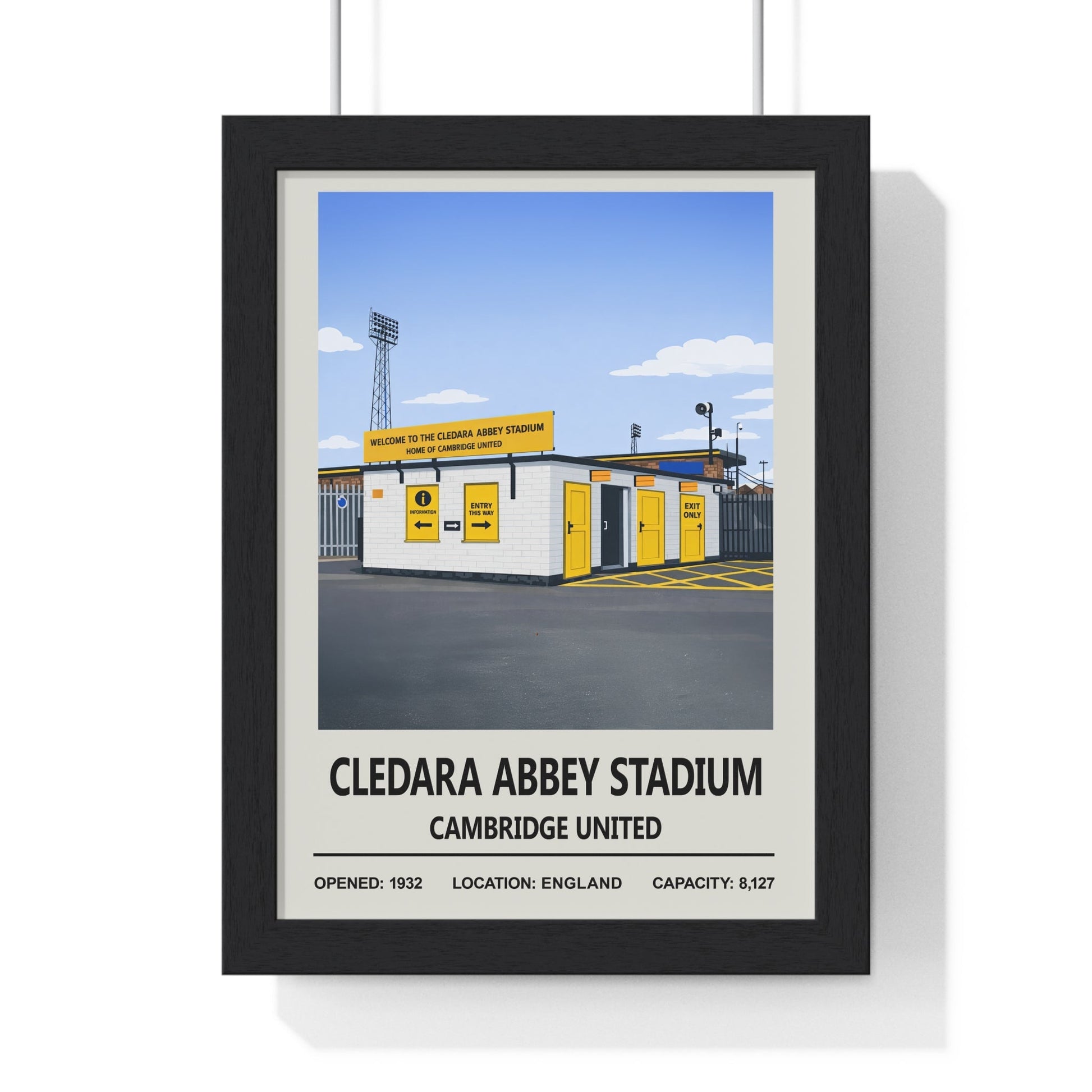 Framed Cledara Abbey Stadium Cambridge United poster