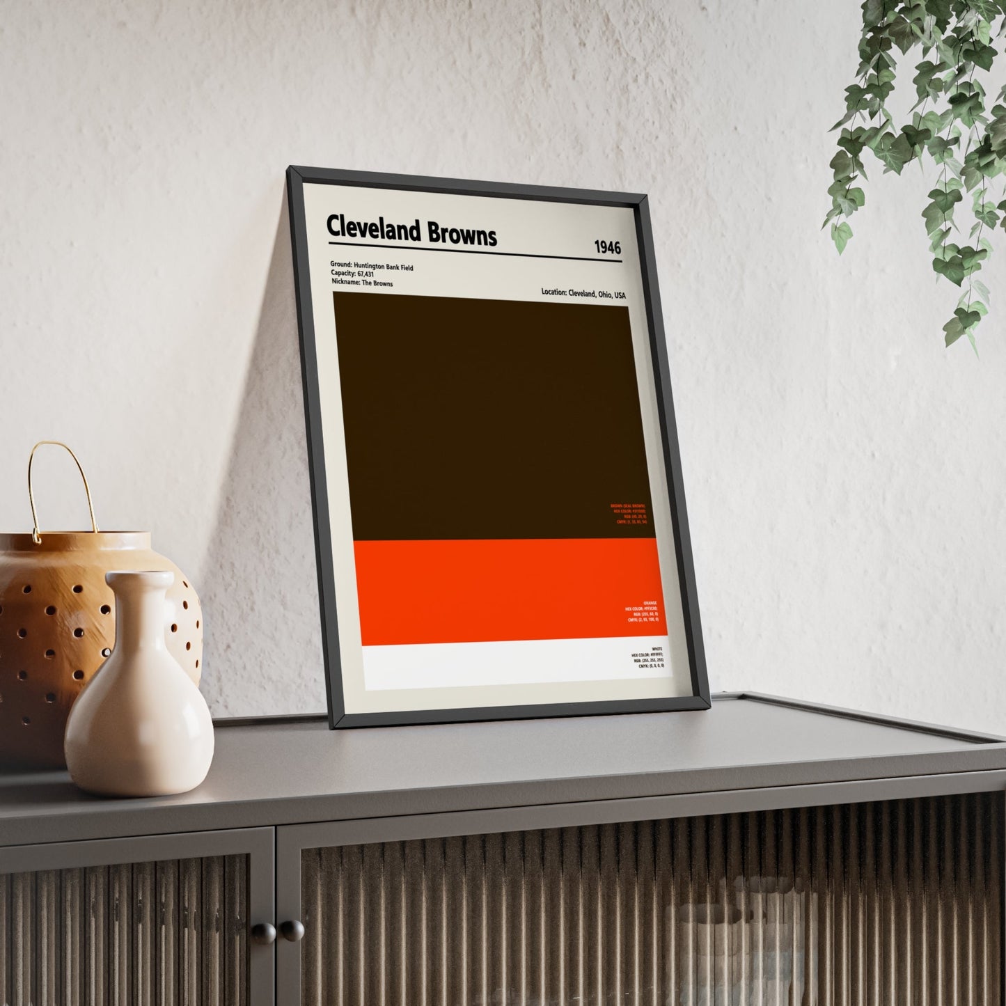 Framed Cleveland Browns colour swatch print