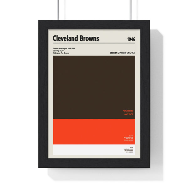 Framed Cleveland Browns colour swatch print showing brown, orange and white team colours
