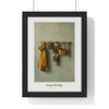 Coats on Pegs Print framed in a black frame, ready to hang