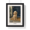 Cockapoo Print framed in a black frame, ready to hang