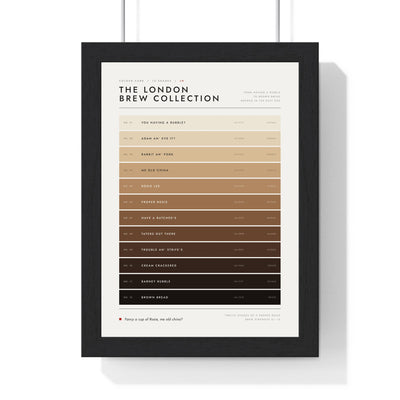 Cockney Brew Colour Chart in a black frame