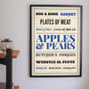 Cockney Rhyming Slang Poster framed on a wall