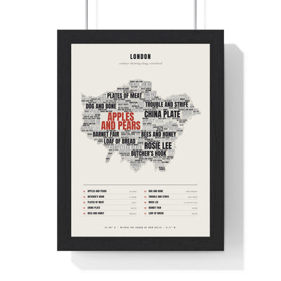 Cockney Rhyming Slang Print in a black frame