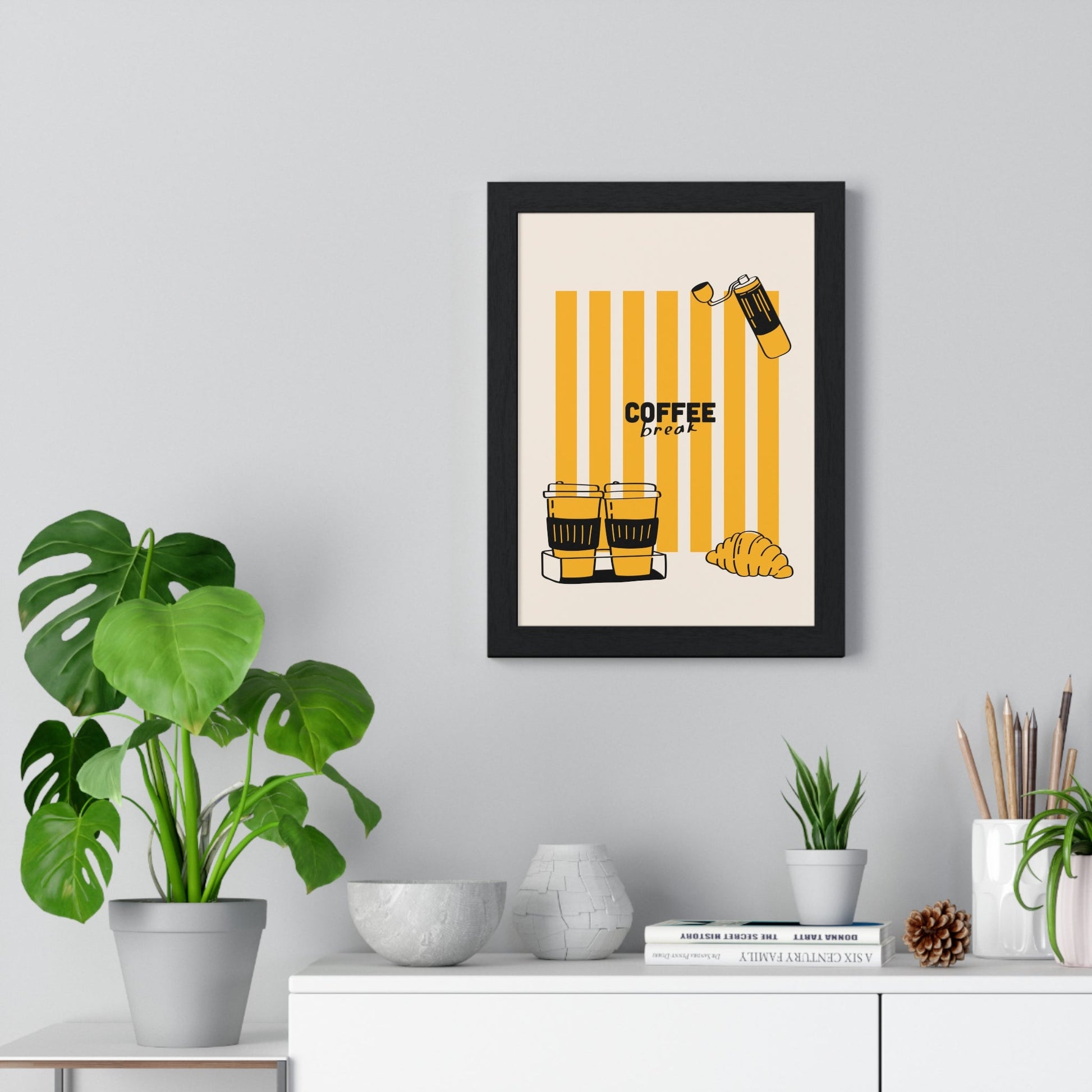 Framed Coffee Break Print - Coffee Lover Kitchen print