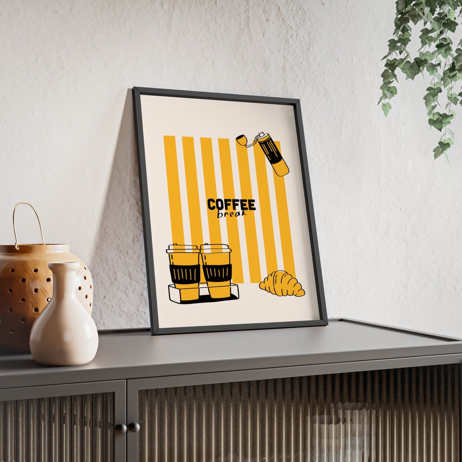 Framed Coffee Break Print - Coffee Lover Kitchen print