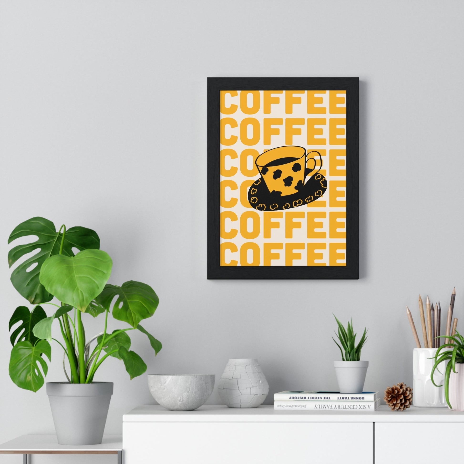 Framed Coffee Cup Print - Coffee Lover Kitchen print