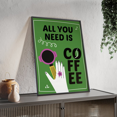 Framed Coffee Kitchen Print - All You Need Is Coffee print