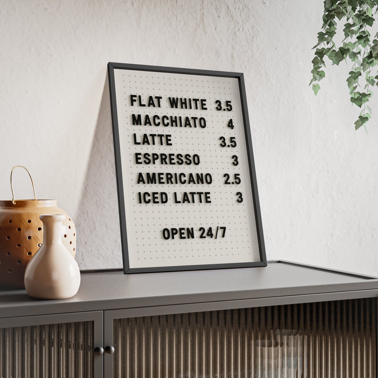 Framed Coffee Menu - Minimalist Kitchen print