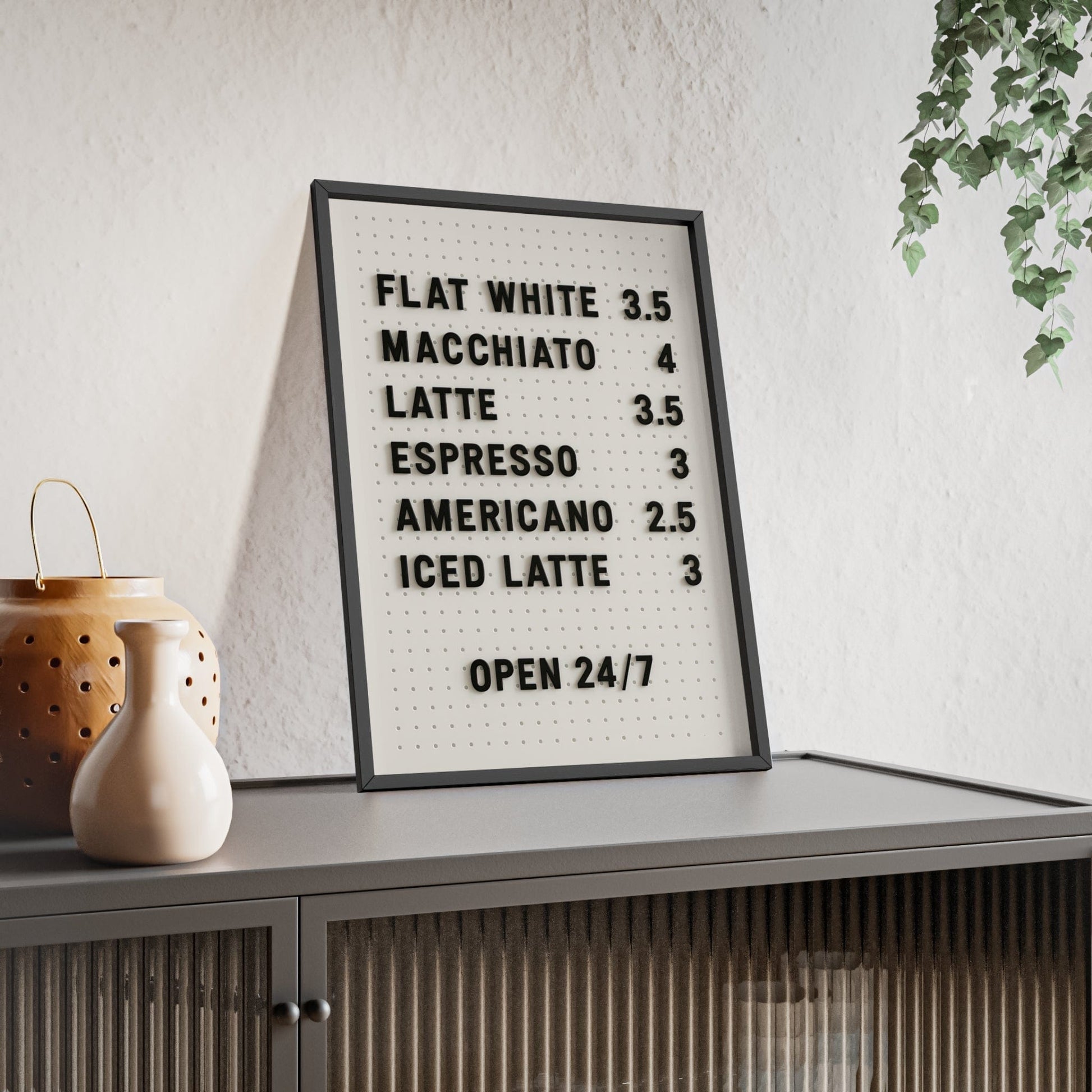 Framed Coffee Menu - Minimalist Kitchen print