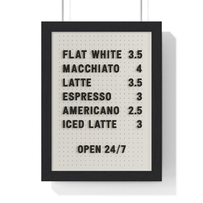 Framed Coffee Menu Wall Art - Minimalist Kitchen poster
