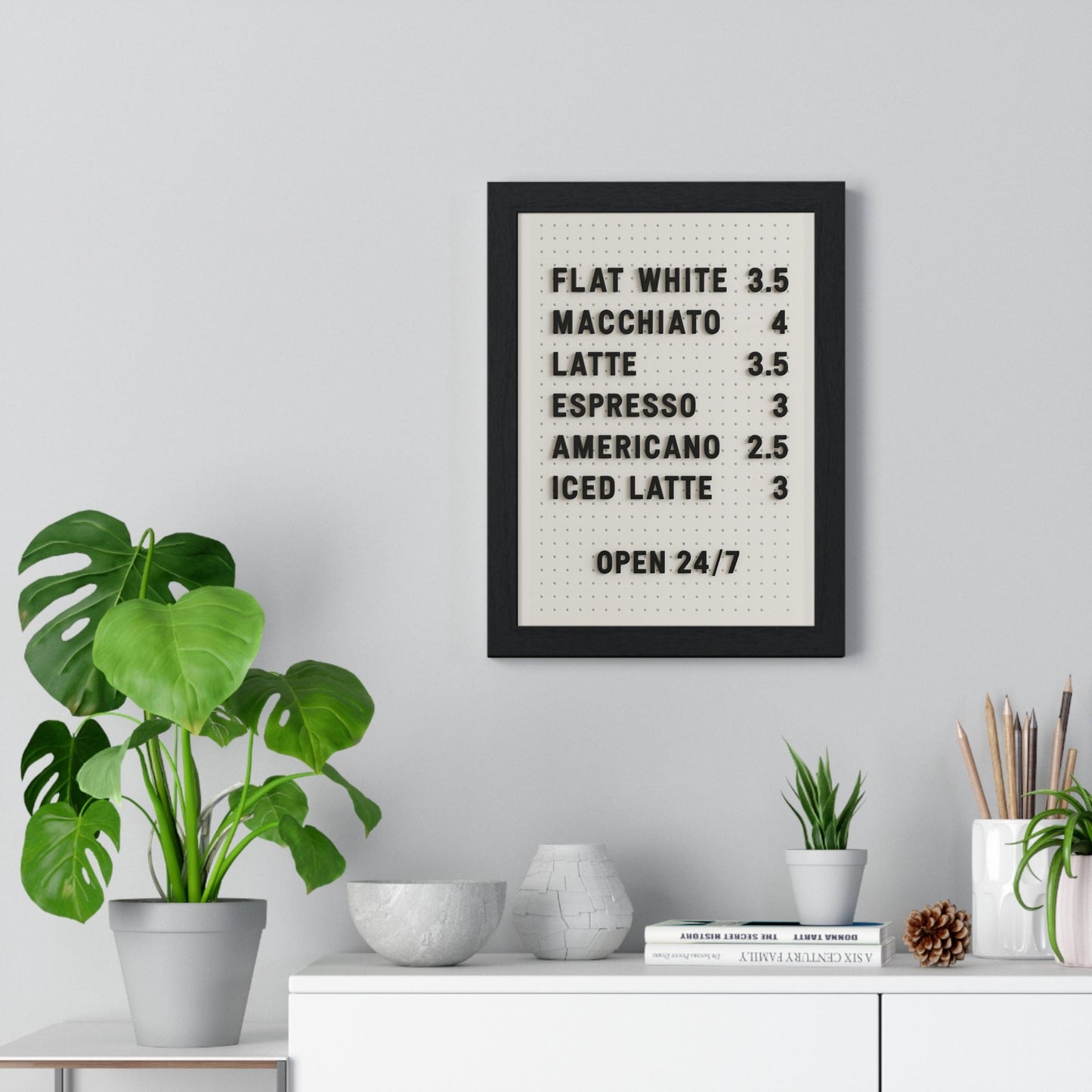 Framed Coffee Menu - Minimalist Kitchen print