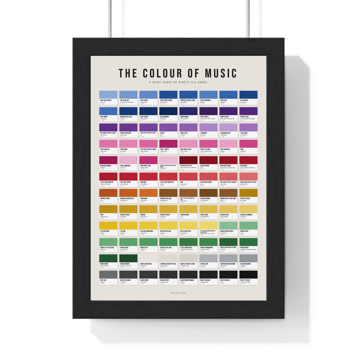 The Colour of Music Poster framed in a black frame, ready to hang