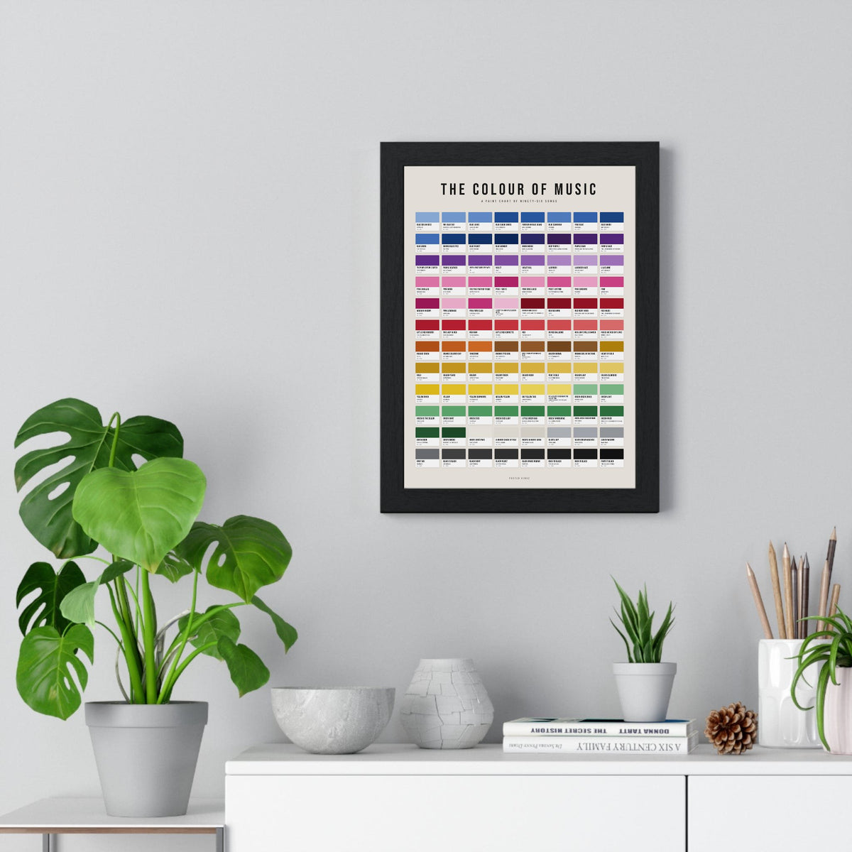 The Colour of Music Poster framed on a living room wall