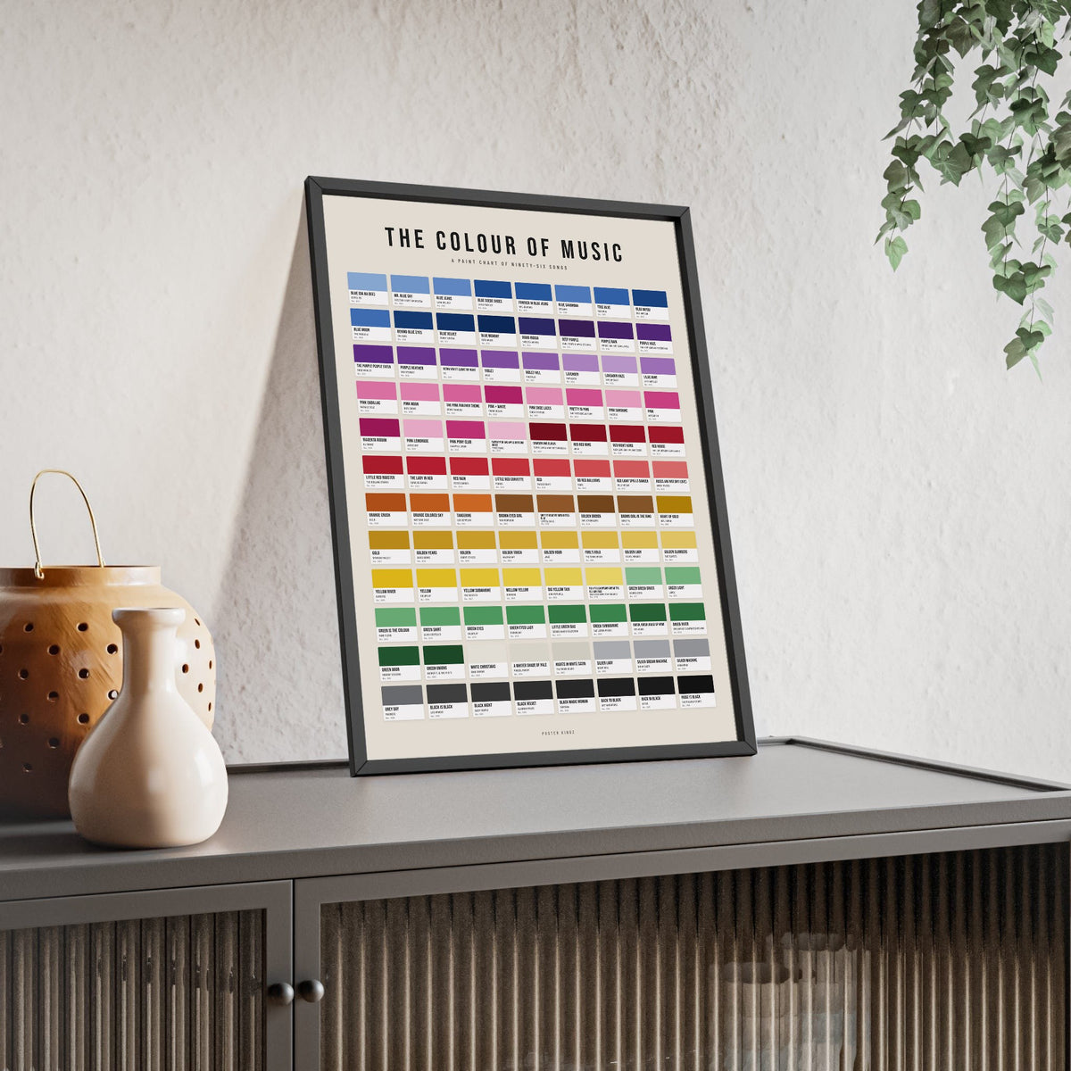 The Colour of Music Poster framed and leaning on a sideboard