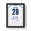 Indianapolis Colts London 2026 Poster - Jonathan Taylor 28 Tottenham v Commanders Jersey Print framed in a black frame, ready to hang