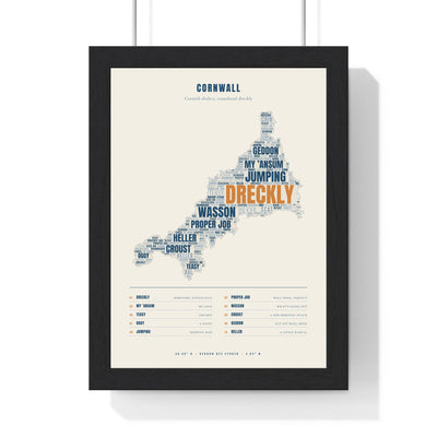 Cornish Sayings Print in a black frame