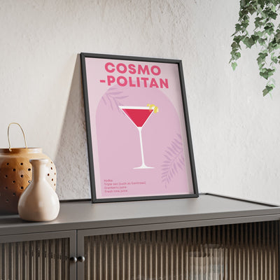 Framed Cosmopolitan Cocktail - Home Bar Print print