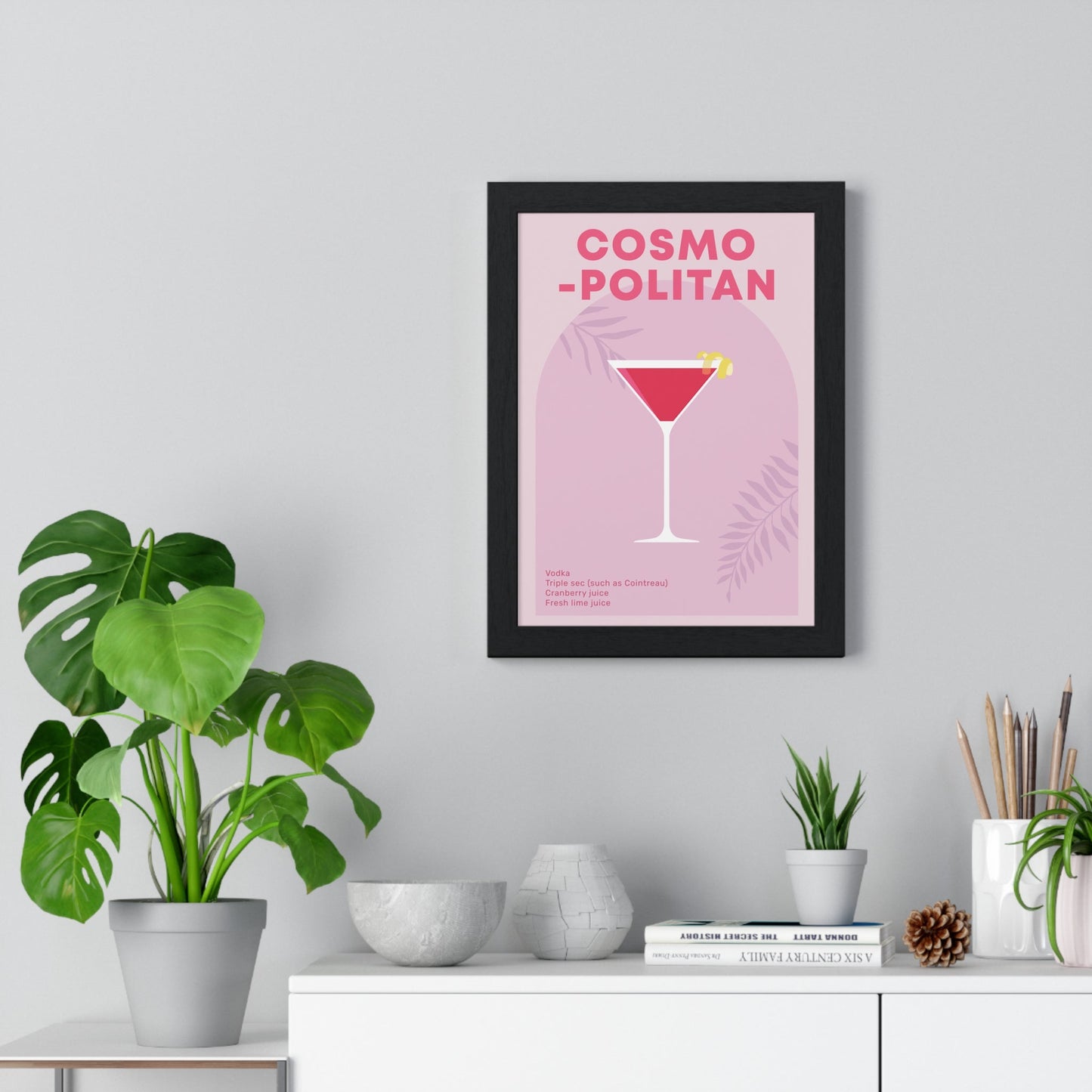Framed Cosmopolitan Cocktail - Home Bar Print print
