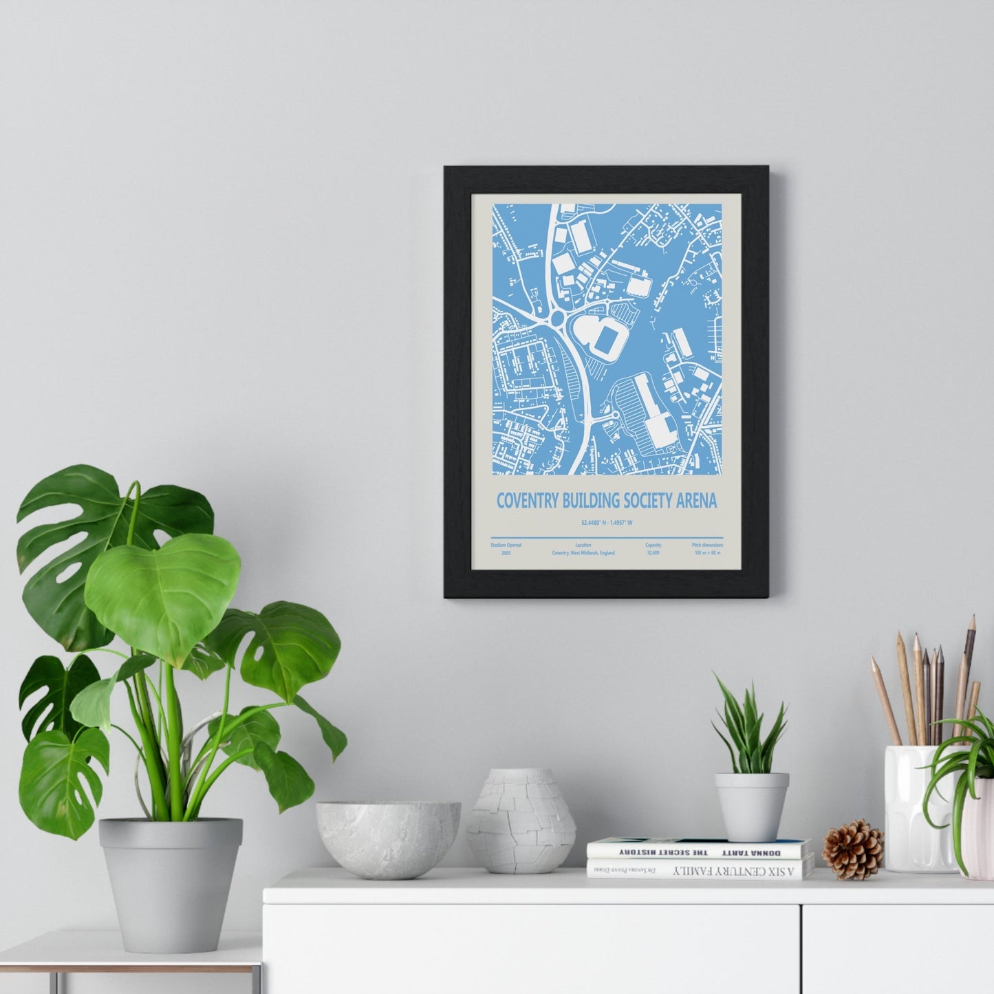 Framed Coventry Building Society Arena Stadium map print