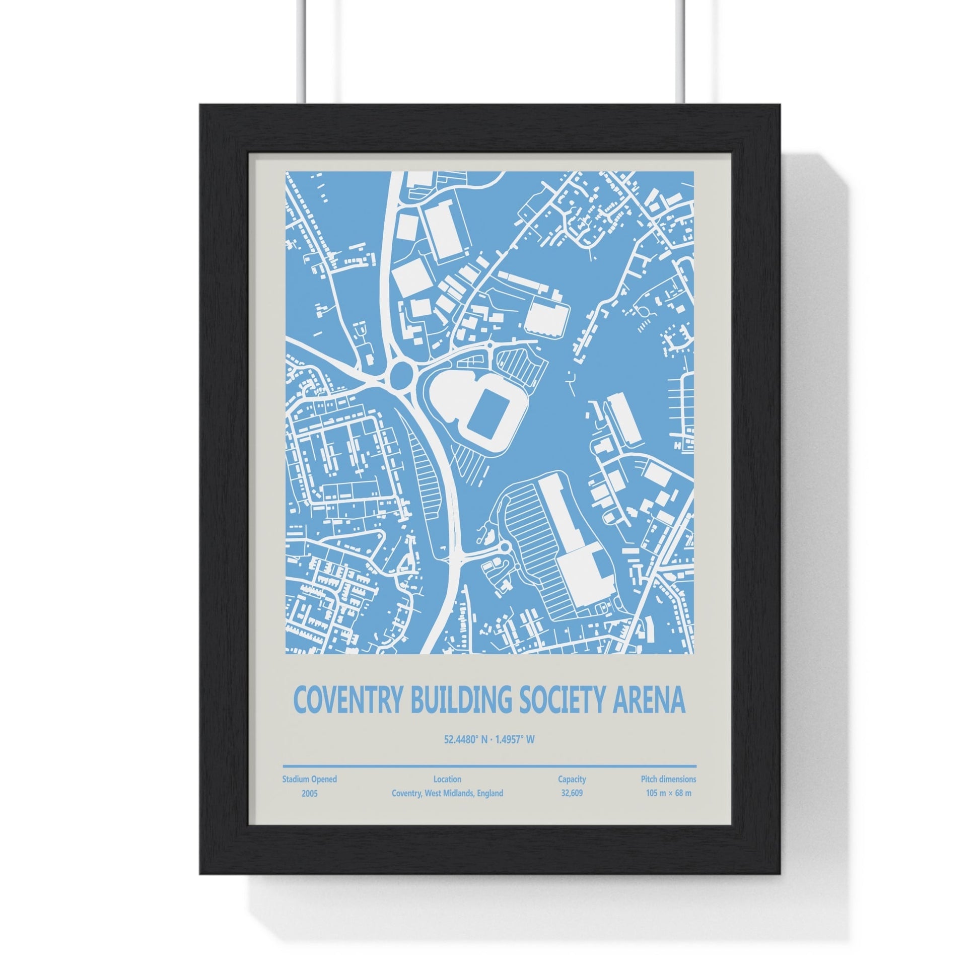 Framed Coventry Building Society Arena Stadium map poster