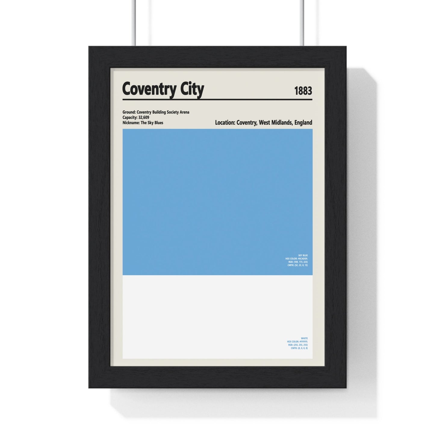 Framed Coventry City colour swatch print