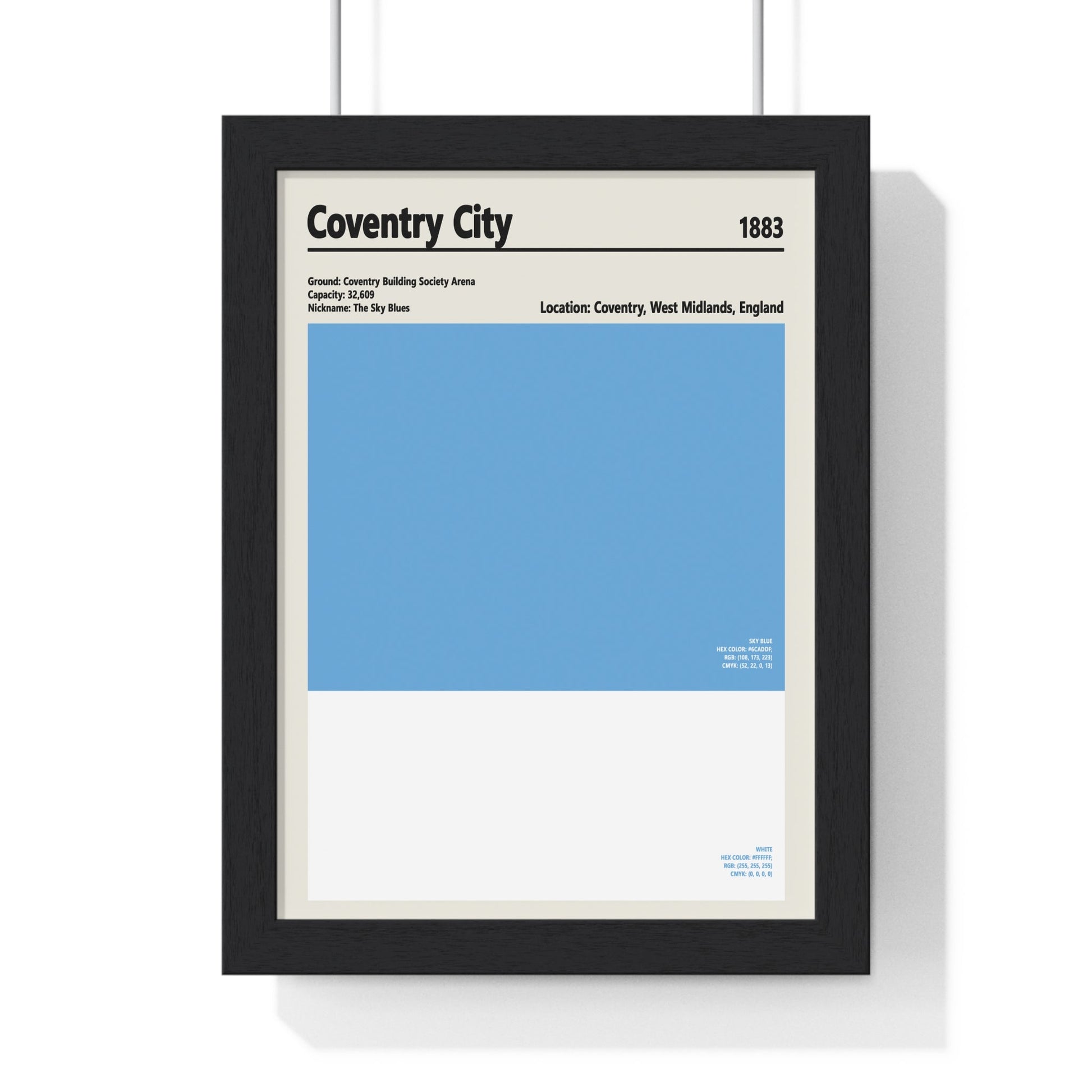 Framed Coventry City colour swatch print