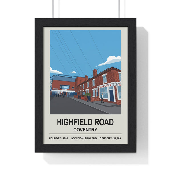 Coventry Highfield Road stadium print framed on wall