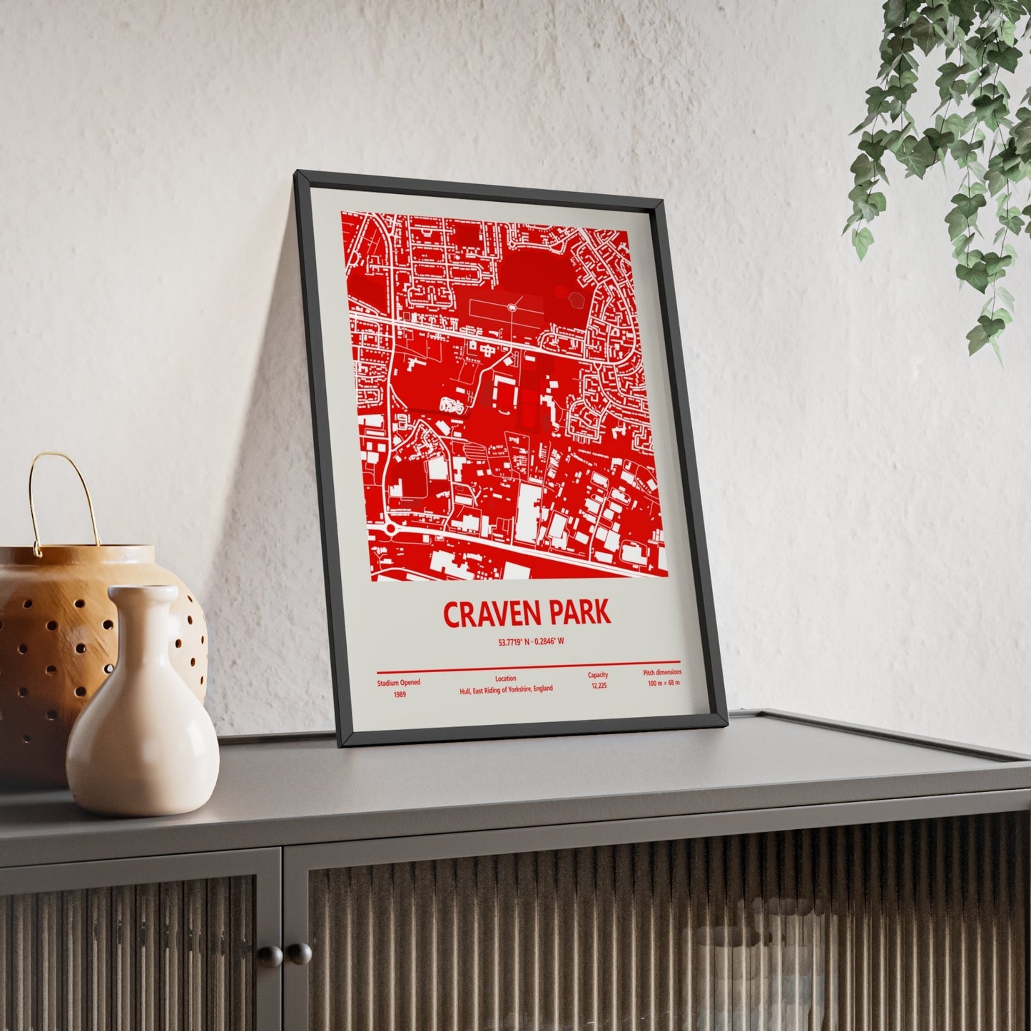Framed Craven Park Hull KR Stadium map print