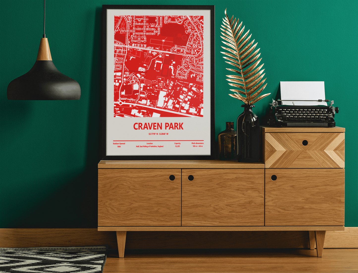 Framed Craven Park Hull KR Stadium map print wall display